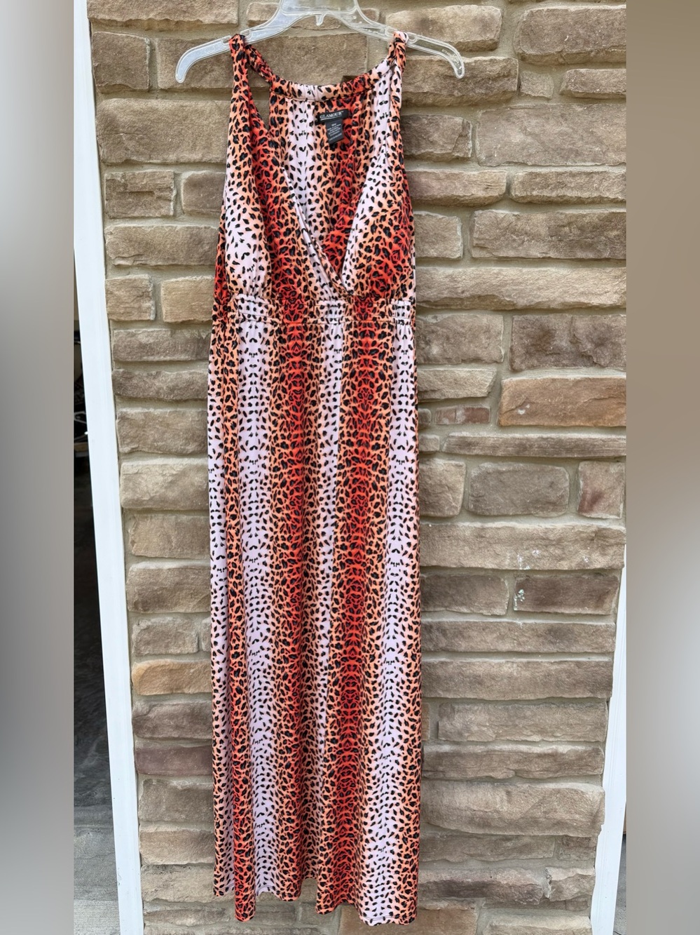 Glamour Orange/Black Leopard/Animal Print Women’s Maxi Dress | 18